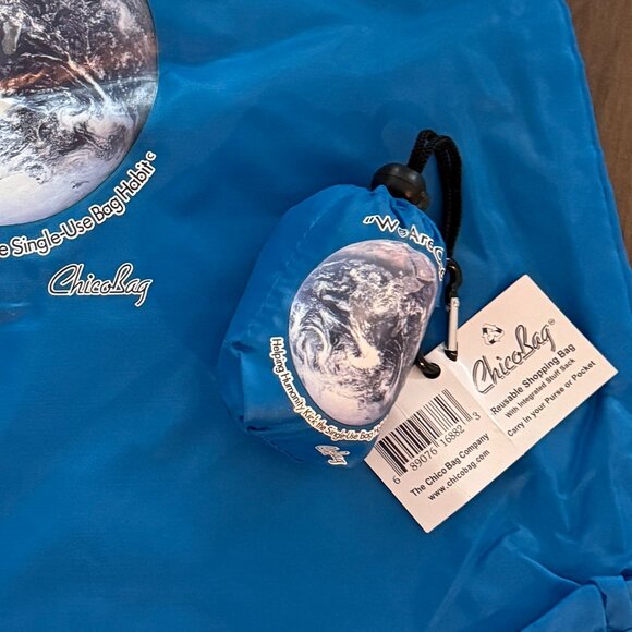 NWT TWO-SET ChicoBag Reusable Market Grocery Tote Bag in Blue - "WE ARE ONE" - Picture 4 of 11